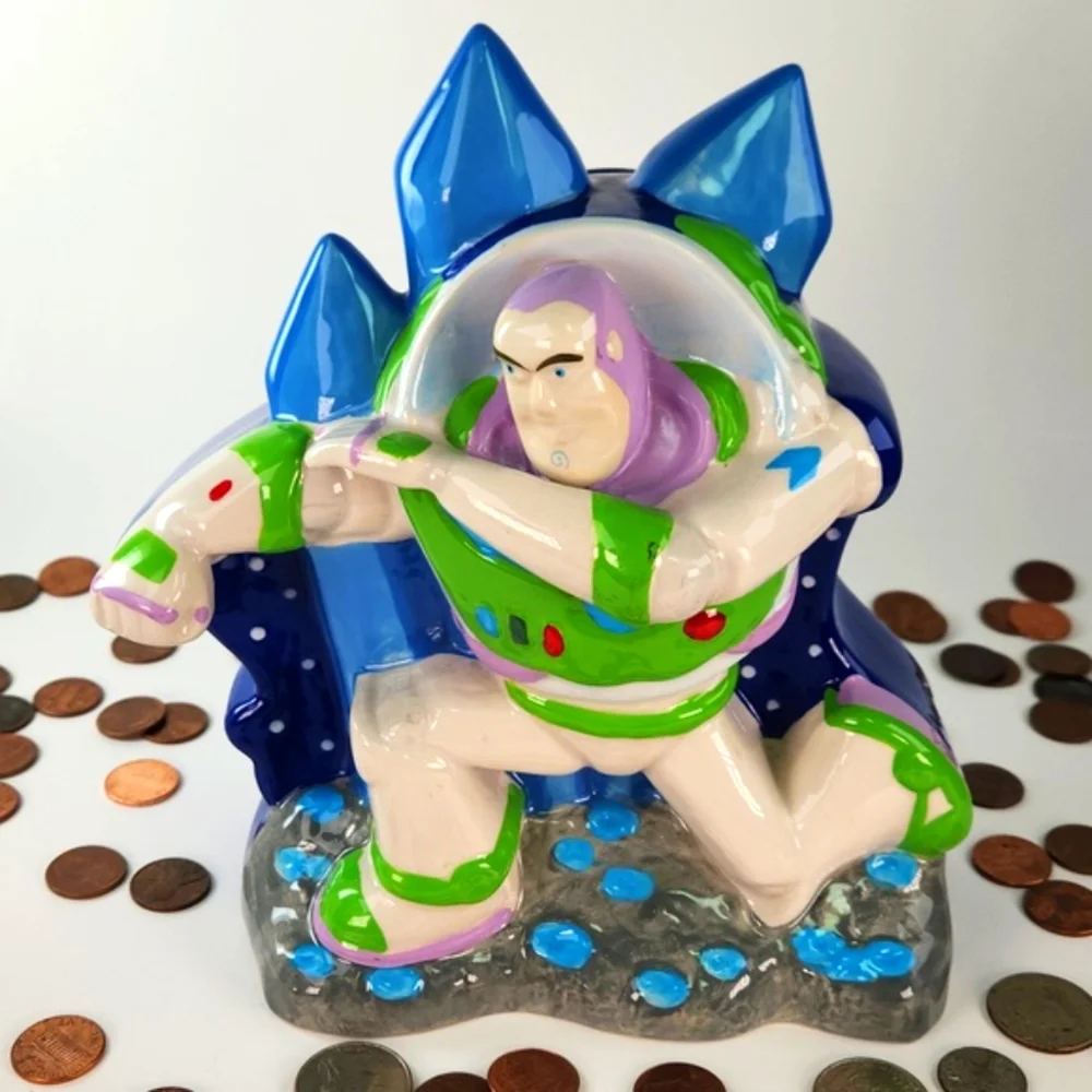 Disney/Pixar BUZZ LIGHTYEAR Ceramic Coin Bank, VTG 90s EUC Toy Story